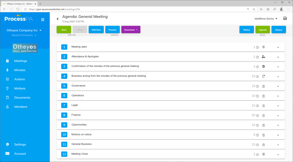 screenshot of Process PA